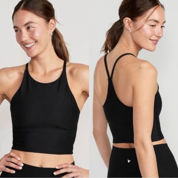 Old Navy Active Powersoft Black Longline Sports Bra - Picture 1 of 5